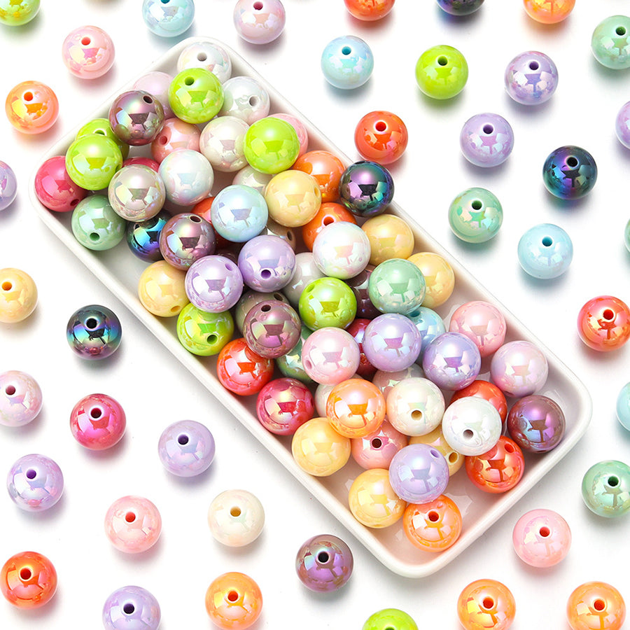 800pcs 16mm plated acrylic round beads, large hole chunky bubblegum beads, DIY craft supplies for beadable pens, bracelets, keychains & phone charms