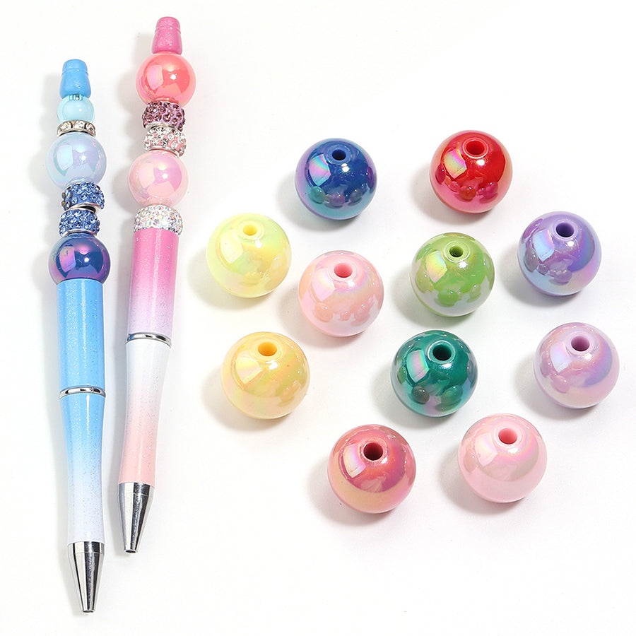 800pcs 16mm plated acrylic round beads, large hole chunky bubblegum beads, DIY craft supplies for beadable pens, bracelets, keychains & phone charms
