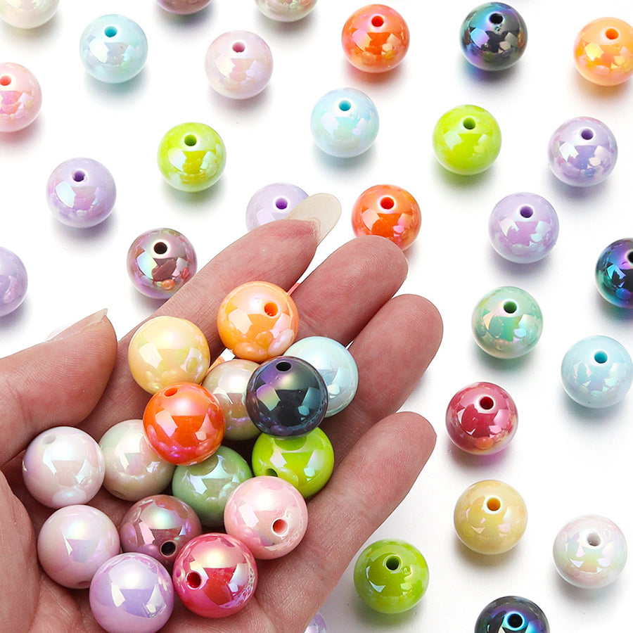 800pcs 16mm plated acrylic round beads, large hole chunky bubblegum beads, DIY craft supplies for beadable pens, bracelets, keychains & phone charms