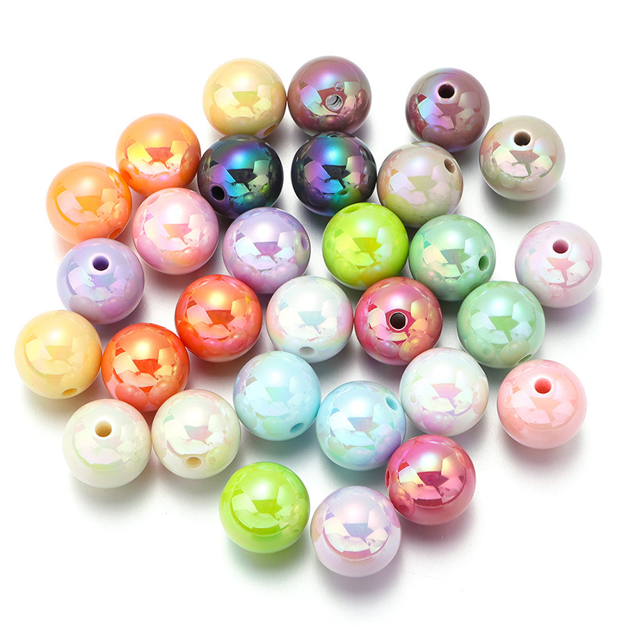 800pcs 16mm plated acrylic round beads, large hole chunky bubblegum beads, DIY craft supplies for beadable pens, bracelets, keychains & phone charms